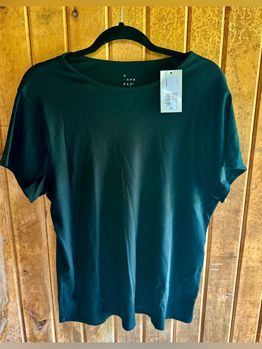 Black Short Sleeve Ribbed Tee 1X
